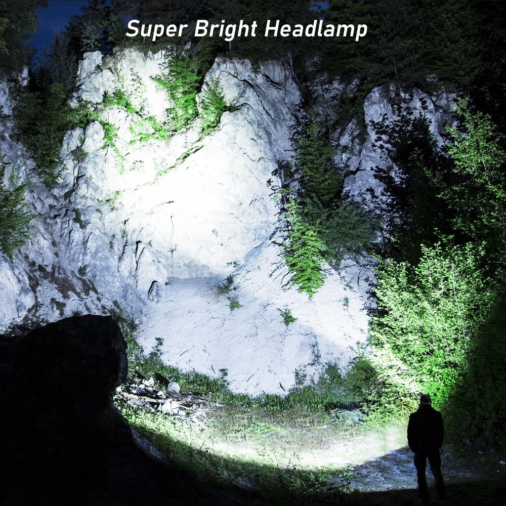 Blukar LED Headlamp, Super Bright Rechargeable Headlight Flashlight - 3 Black