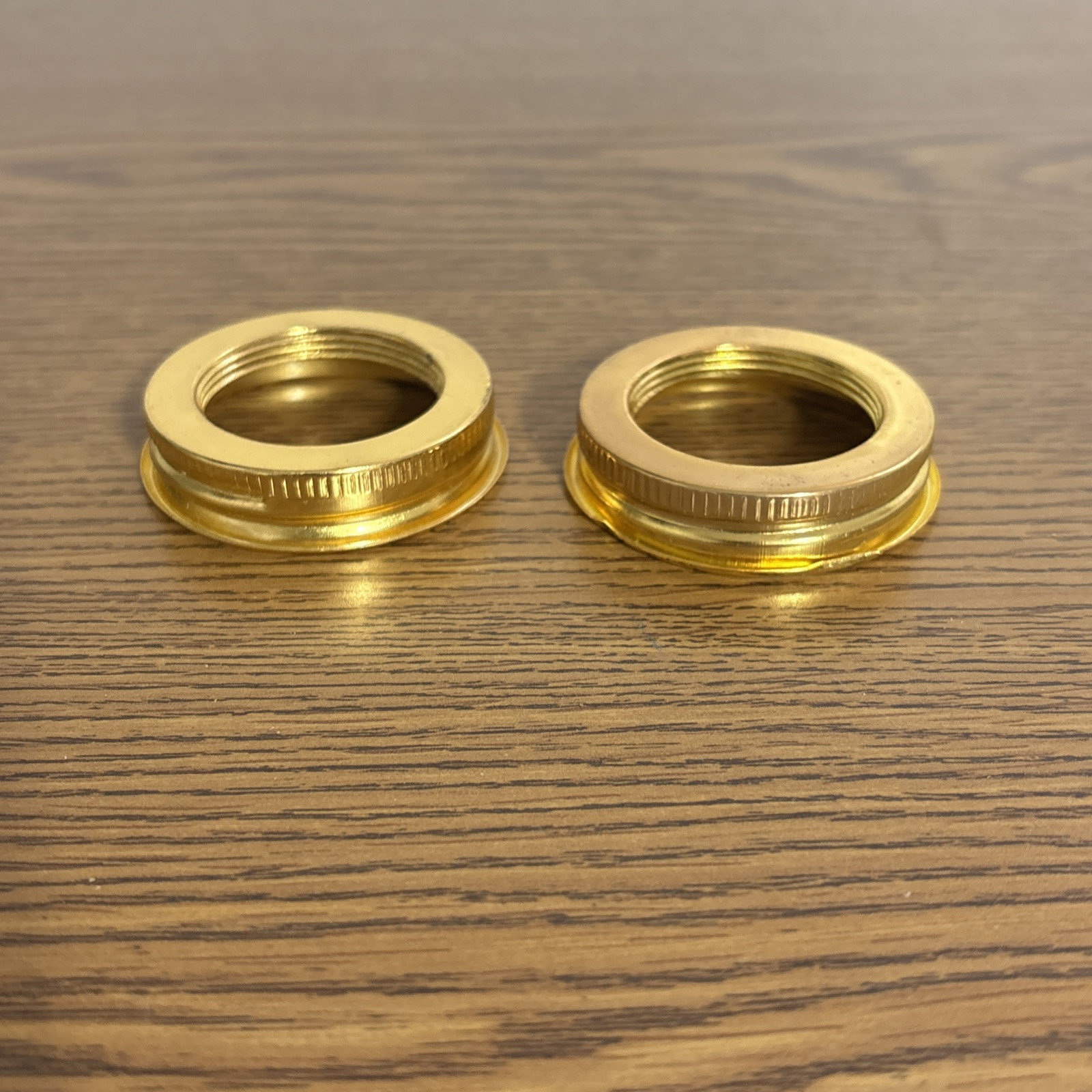 2 Screw On Collars For Oil Lamp Golden Copper  Color 1.63” Wide  & Fit #2 Burner