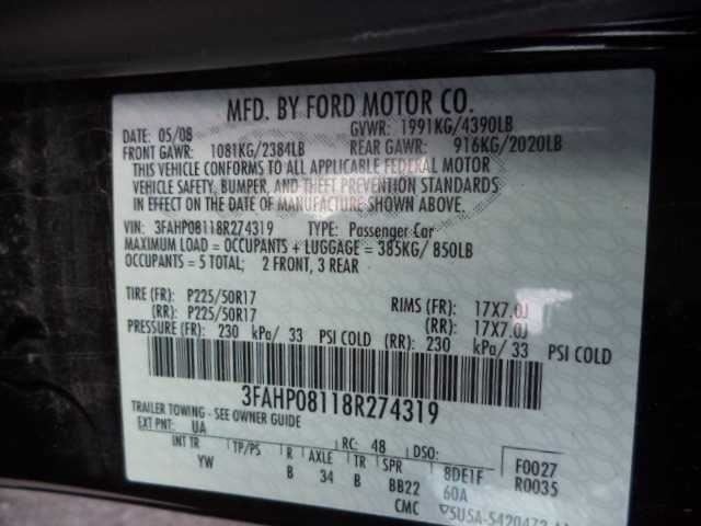 FUSION 2008 Sun Visor 25903
