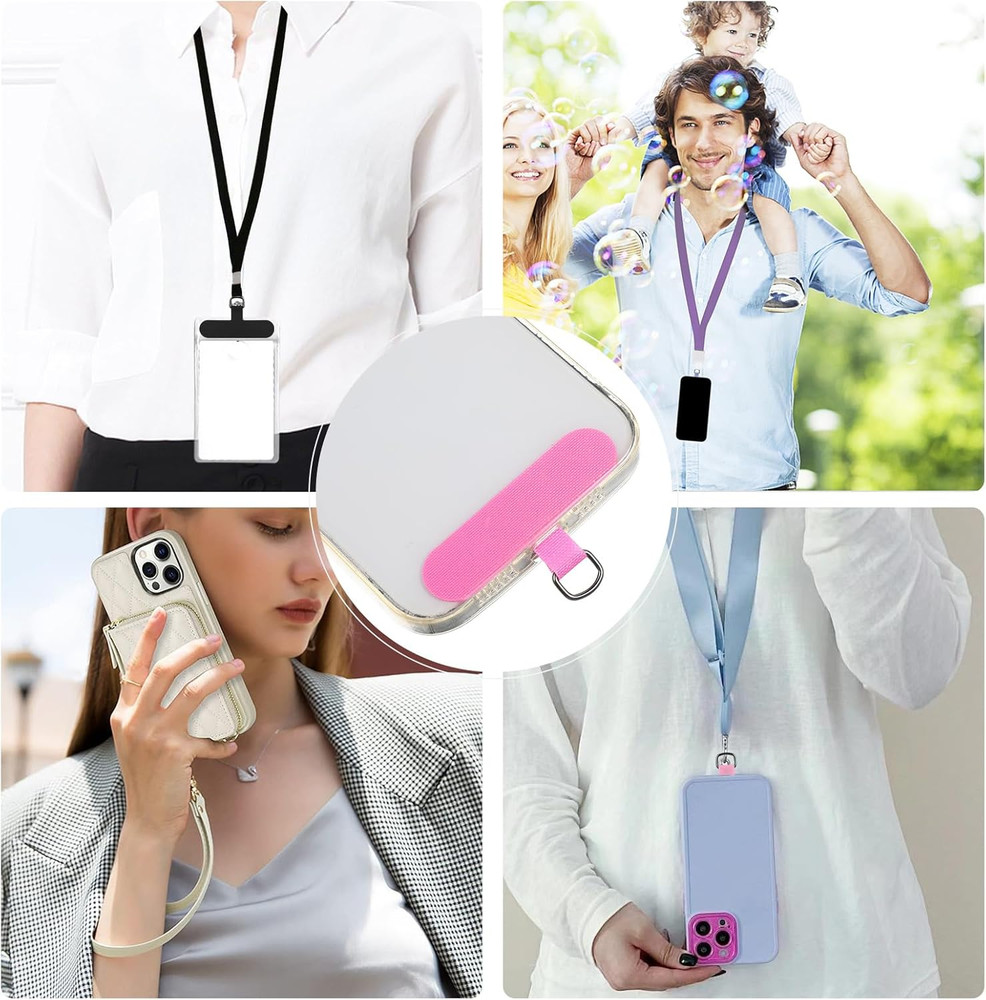 12 Pcs Phone Tether Tab, Safety Lanyard Patch Adjustable Strap, Adjustable and R