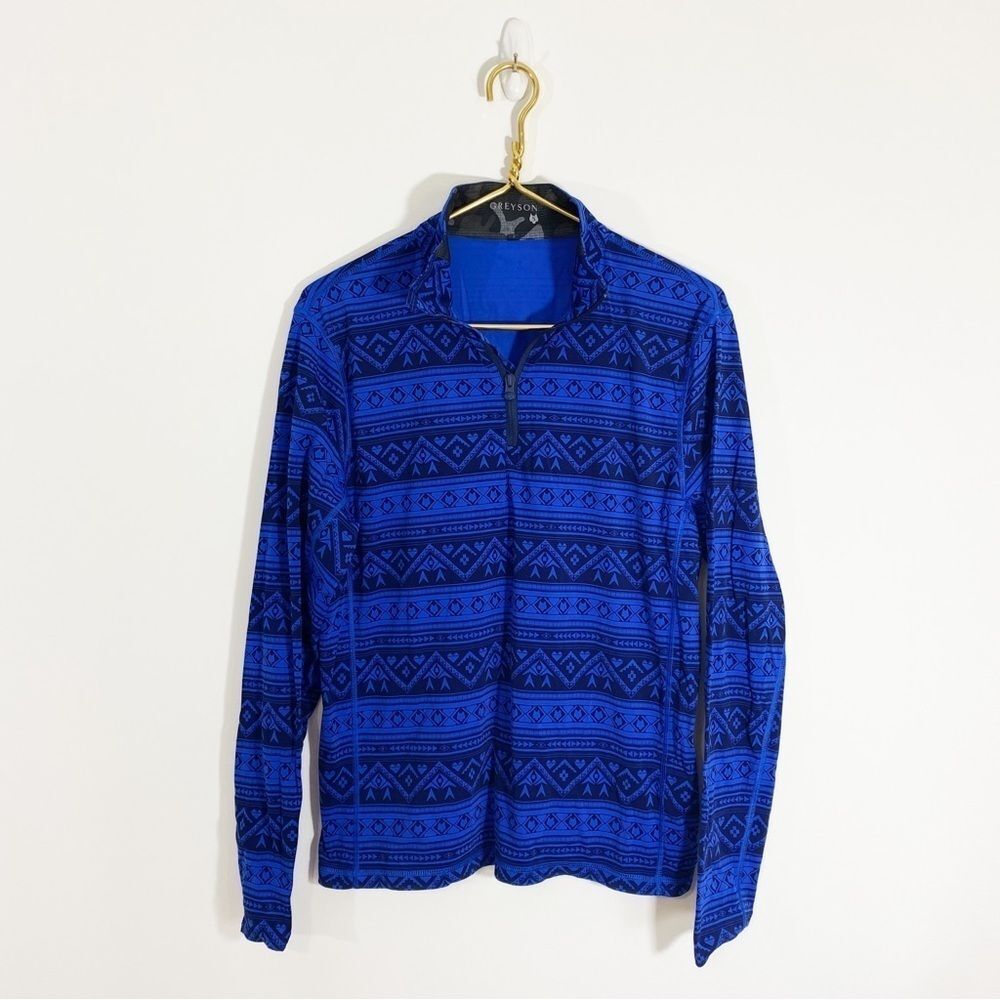 Greyson Small Aztec Blue Golf 1/2 1/4 Zip Pullover Shirt Golf Performance Top