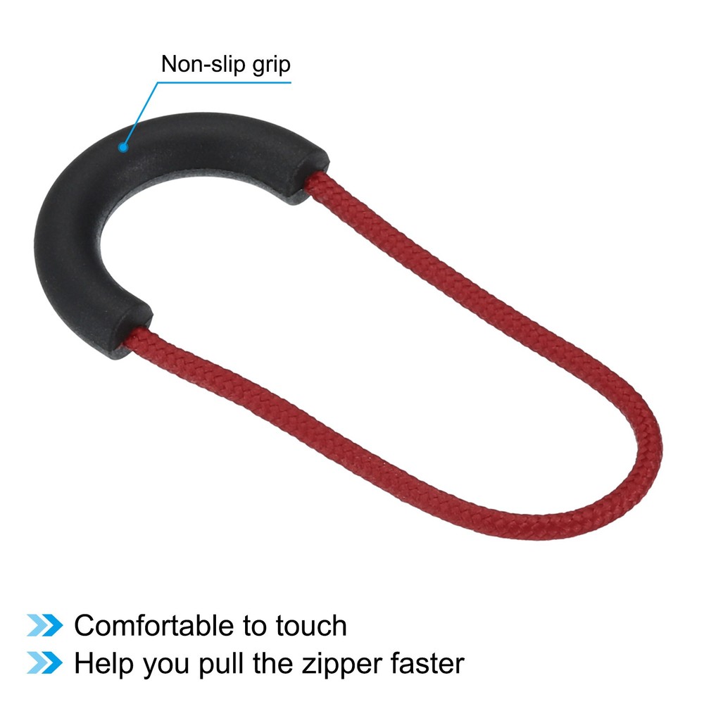 30pcs Zipper Pulls Replacement Extension Cord Handle Fix Tab Extender Black Red