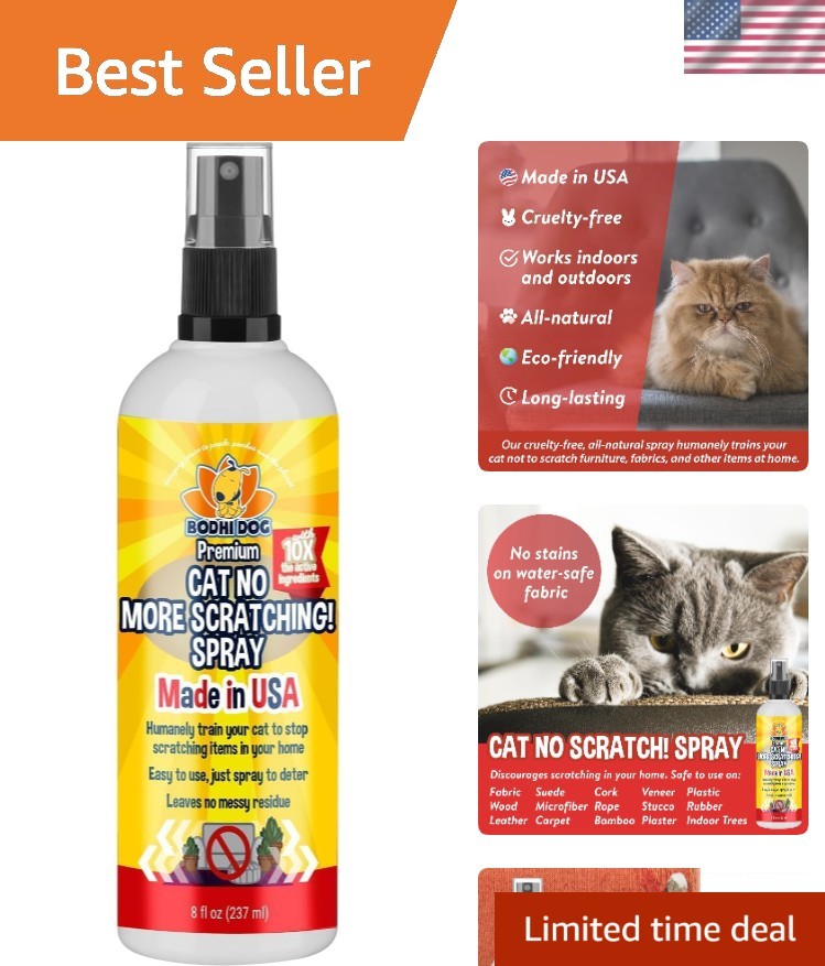 Eco-Friendly Cat Scratch Training Spray - Odor-Based Deterrent 8 Fl Oz