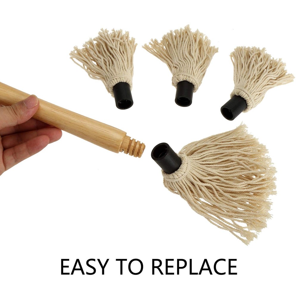 Hedume 2 Pack BBQ Basting Mop with 6 Extra Replacement Heads, Grill White