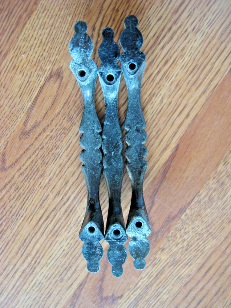 3 Vintage Ornate Dresser Pulls