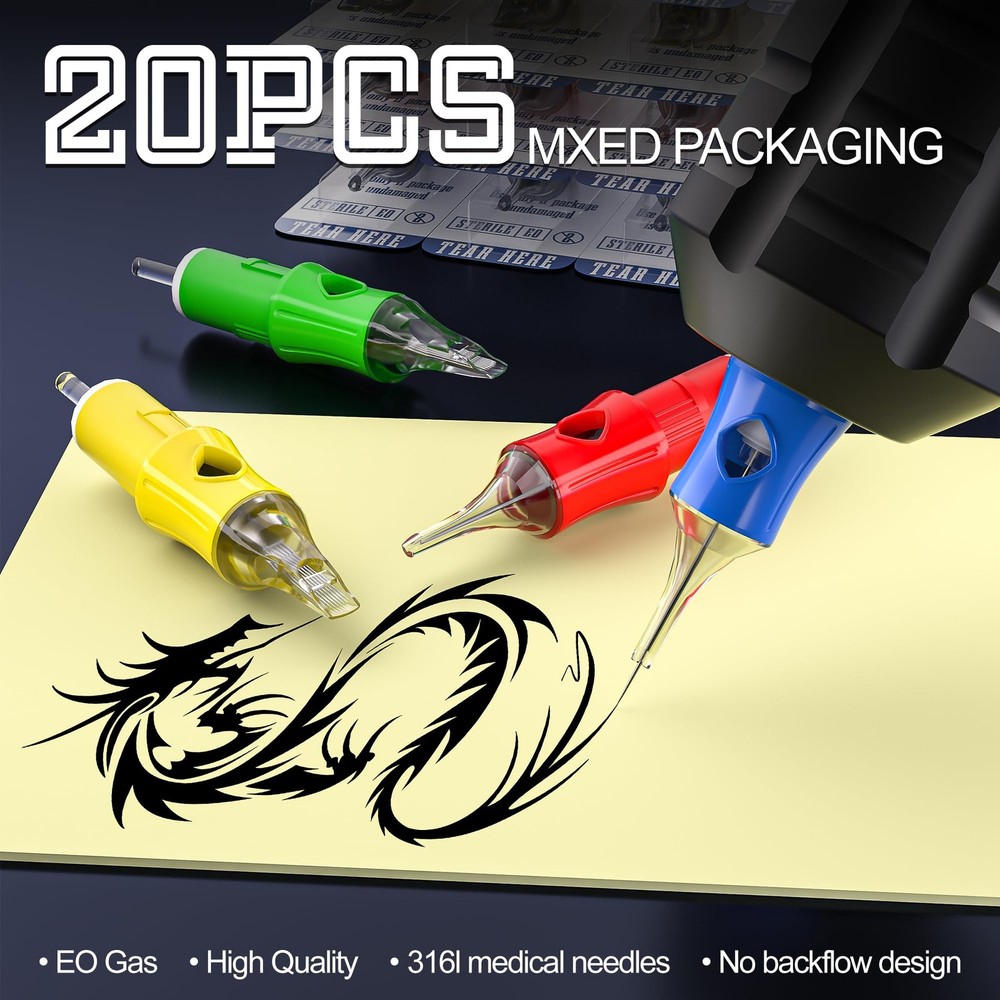 NEDPAIN Wireless Tattoo Machine Kit Complete Set - Tilted OLED Screen Rotary ...