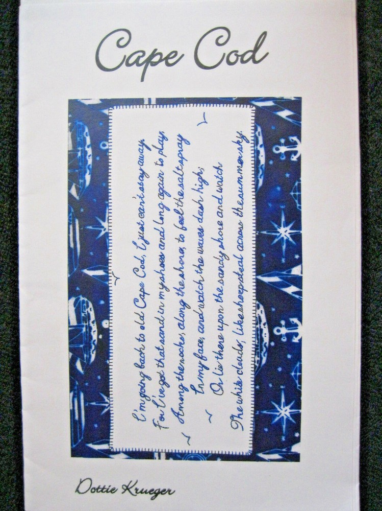 Praise CAPE COD Embroidered Pillow pattern Uncut 2010 Dottie Kreuger
