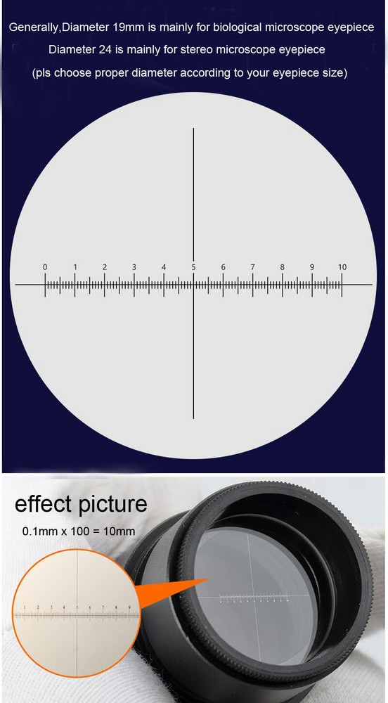 1PC 935 0.1mm Universal Micrometer Circle Cross-line Optical Microscope Reticles