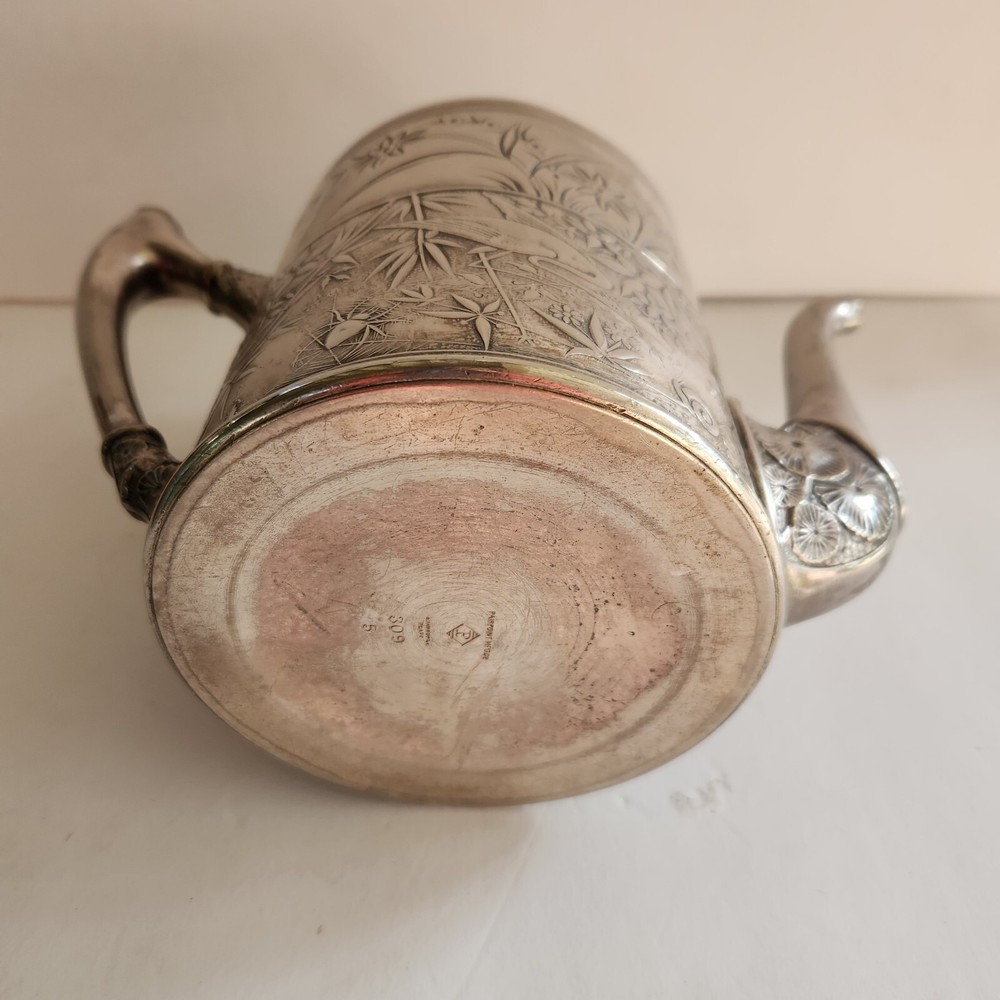 Antique Pairpoint Quadruple Silverplate Coffee Teapot Embossed Pattern 309