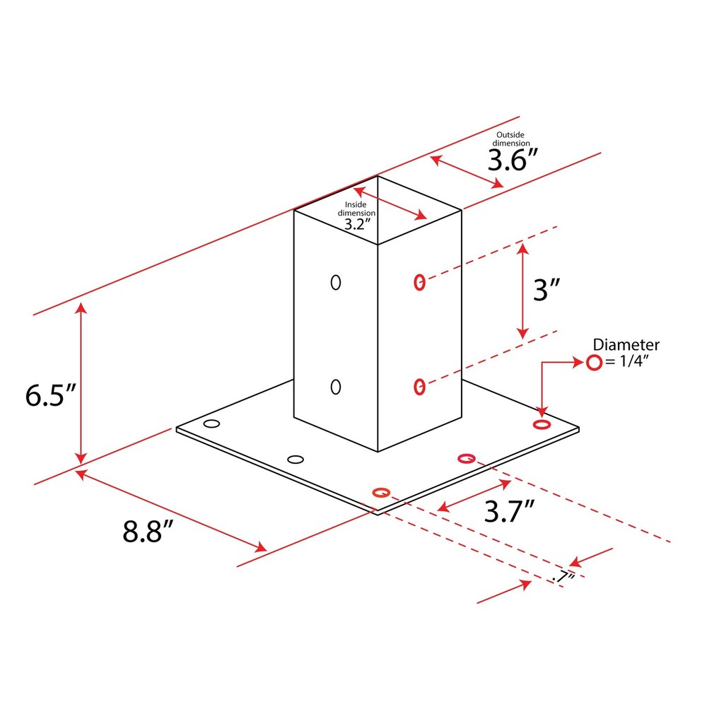 Black 7155 Surface Mount Base Plate