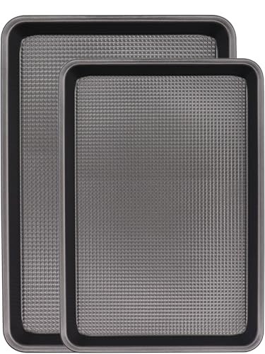 Cookie Sheets for Baking Nonstick,Baking Sheet Pan Cookie Sheet Set 2 Grey