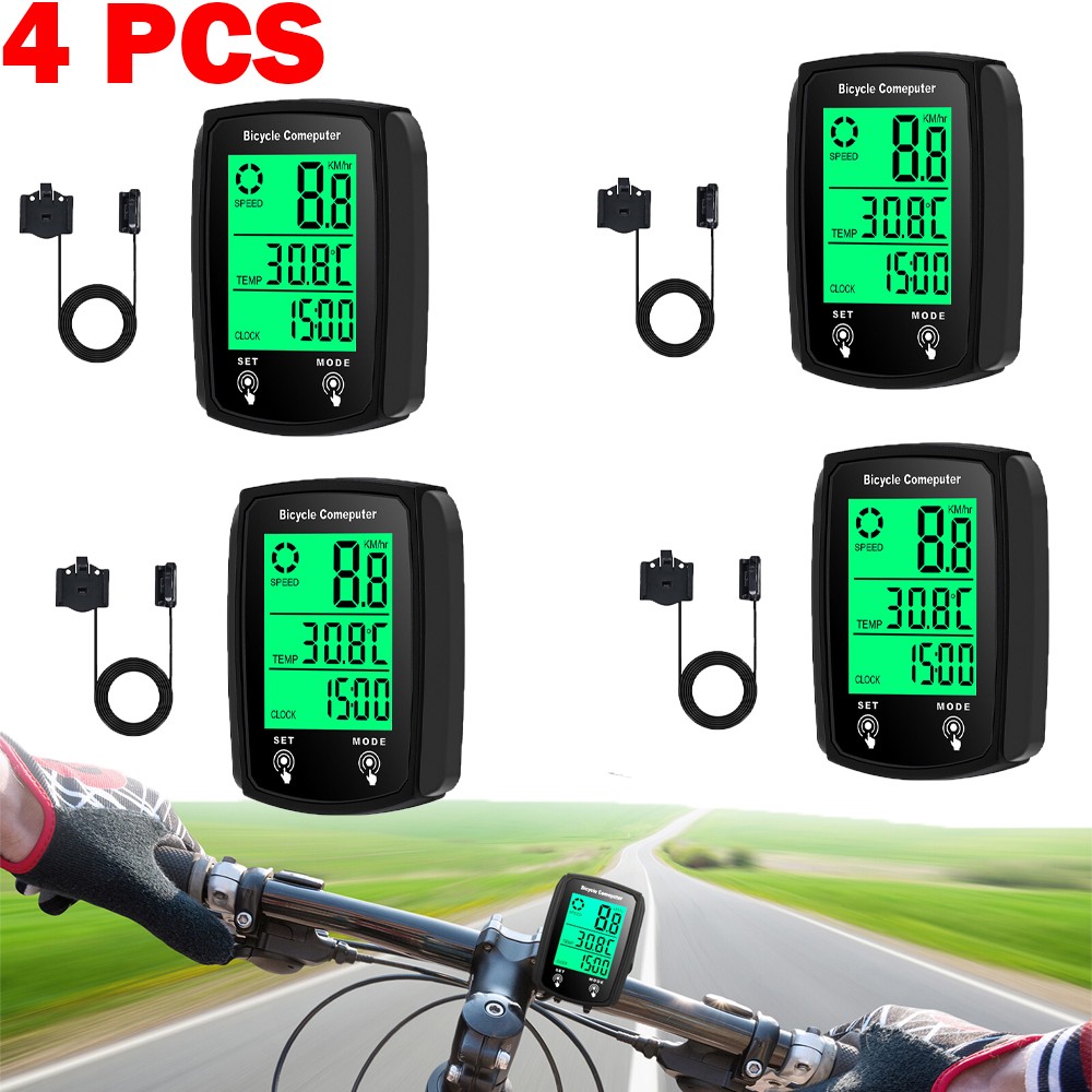 4PCS Bicycle Speedometer Digital Odometer Bike Computer Waterproof Touch Screen