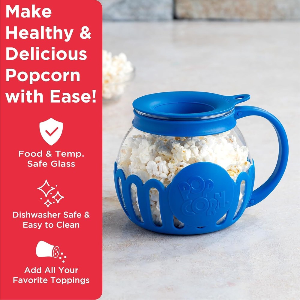 Ecolution Patented Micro-Pop Microwave Popcorn 1.5-Quart Snack Size, Blue