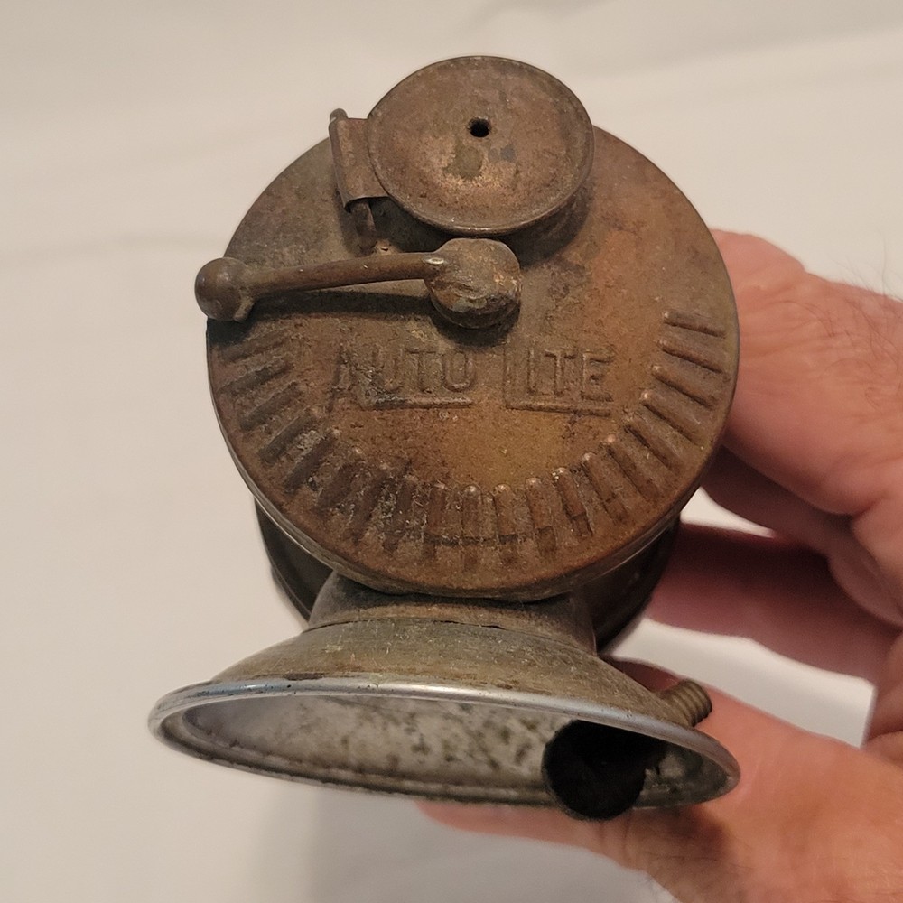 Vintage Auto Lite Brass Carbide Mining Head Lamp