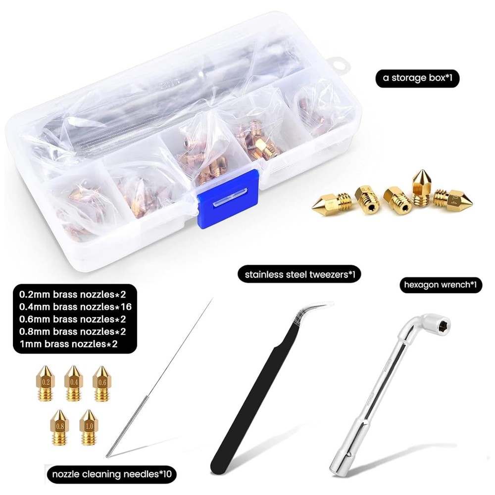 High Precision 24PCS Brass Nozzle Set with Tools for Enhanced Printing Quality