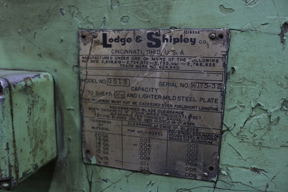 12' X 3/8" LODGE & SHIPLEY POWER SQUARING SHEAR: YODER #72446