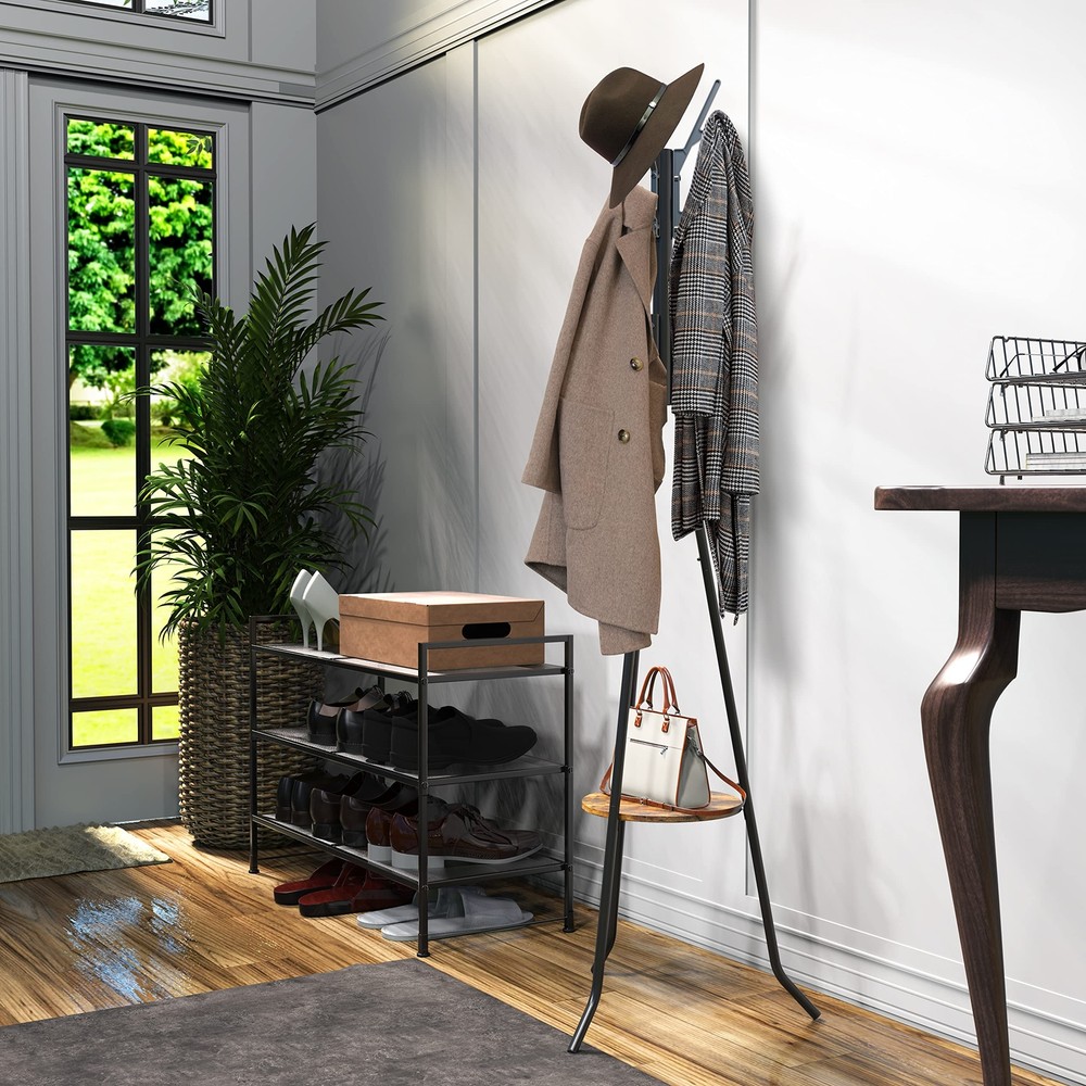Re Freestanding Coat Rack With Shelf Black
