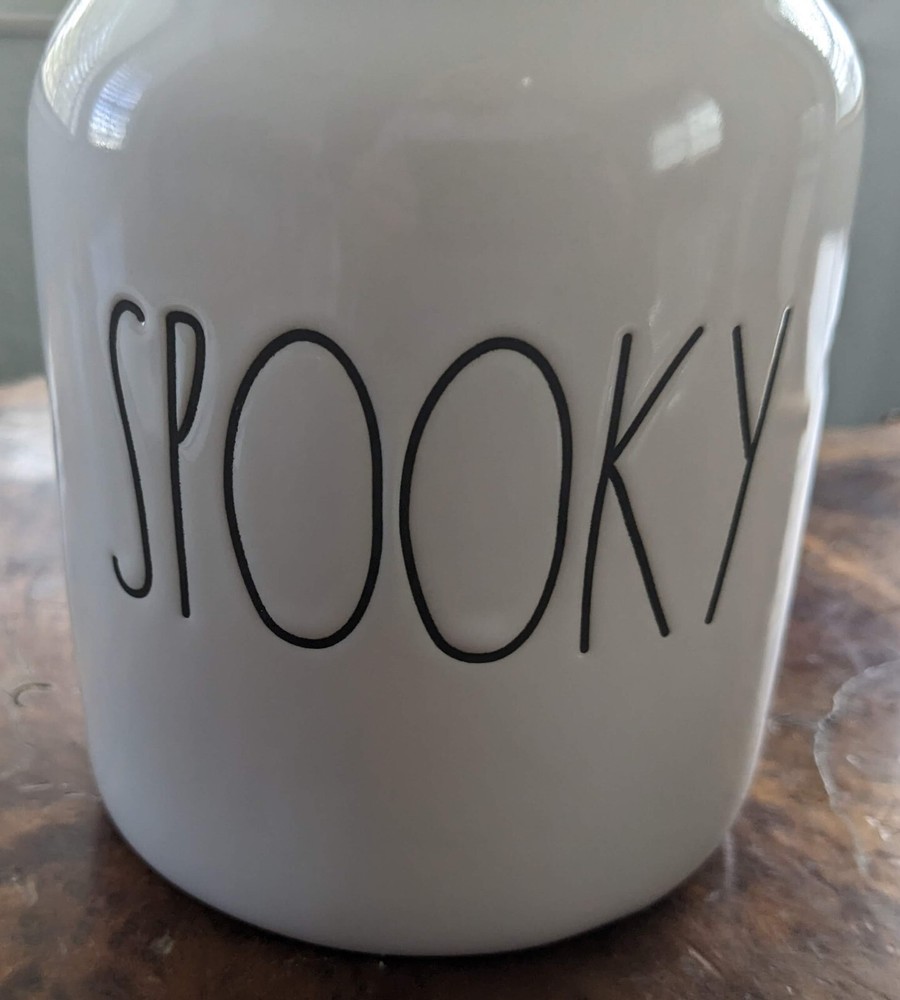 Rae Dunn SPOOKY Ghost Top Canister 8"