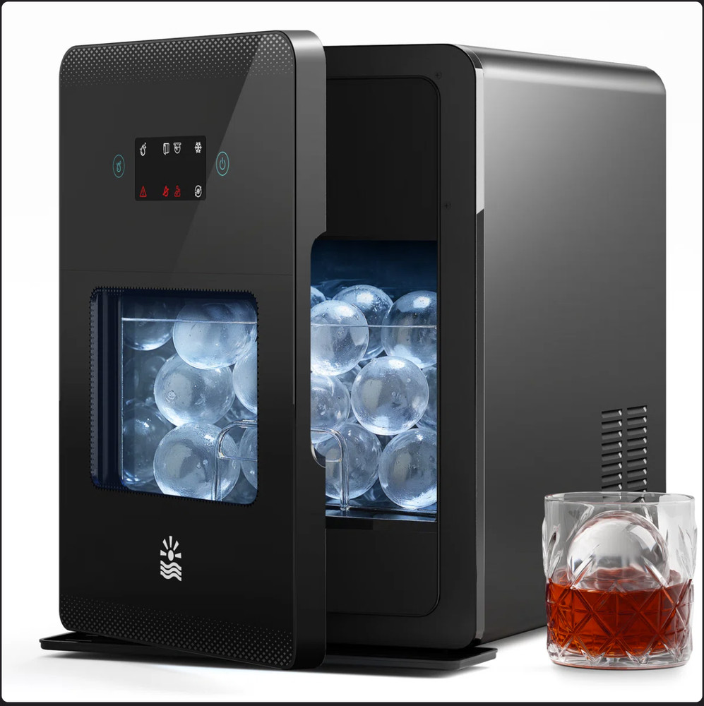 Sphere Ice Ball Maker Machine - Self-Cleaning 144 Pcs/24h -  Black