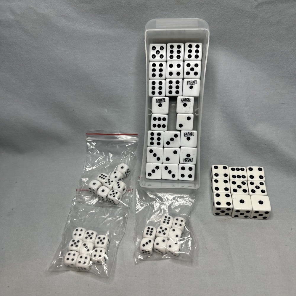 22 FARKEL Dice, 9 Regular Dice , 24 Small Dice, 54 Dice In Total