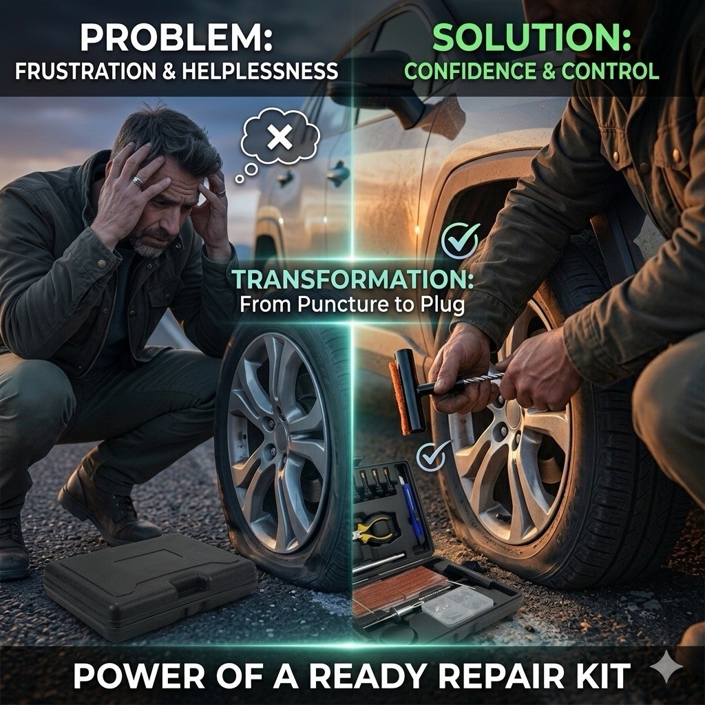 Tire Repair Kit 102pcs Heavy Duty Flat Tire Plug Kit for Car Truck SUV Emergency