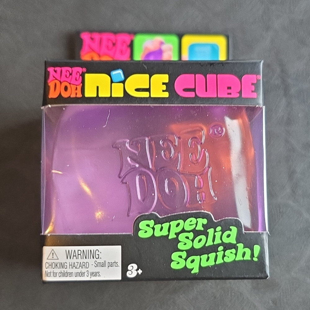 PURPLE Schylling Nee Doh Nice Cube Super Solid Squish Purple Squeeze Ball
