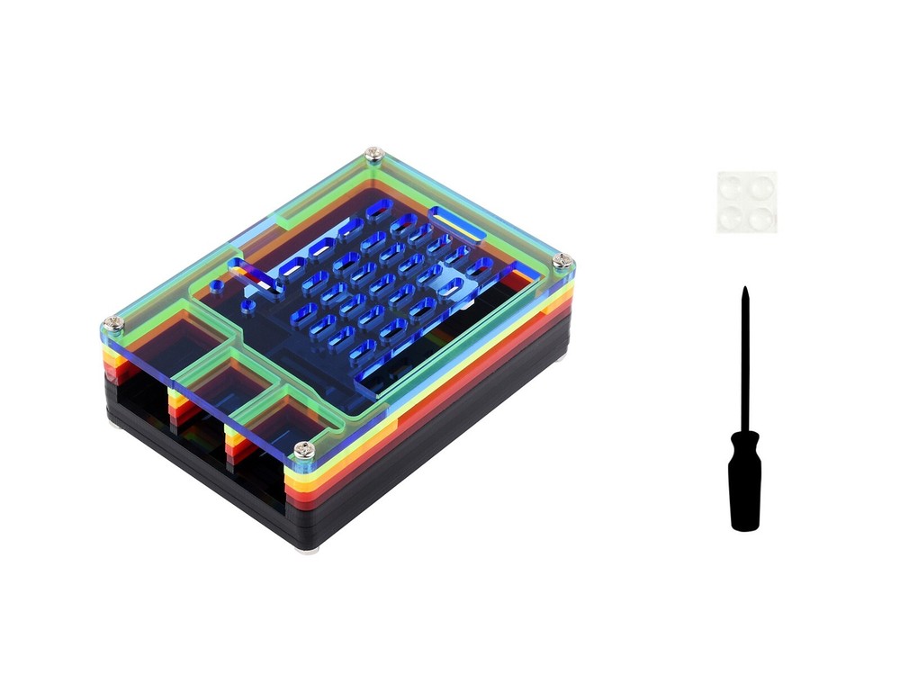 Waveshare Rainbow Acrylic Case For Raspberry Pi 5 Support Official Active Cooler