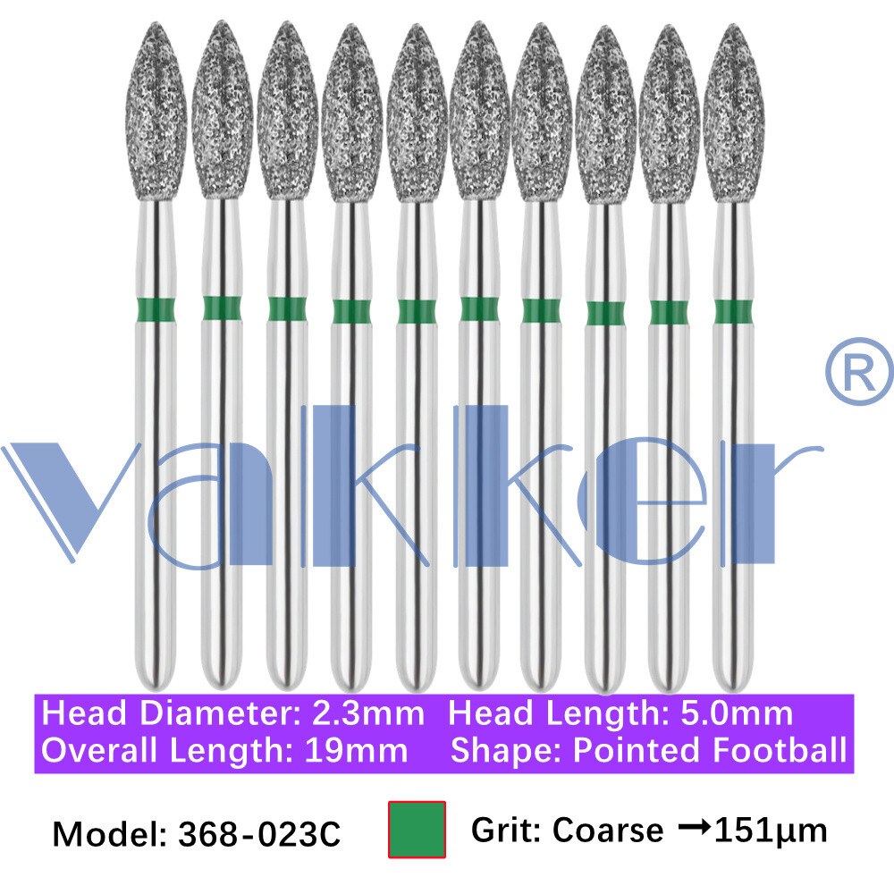 Vakker 10pc Dental Diamond Burs Friction Grip Super Coarse, Coarse Handpiece Bur