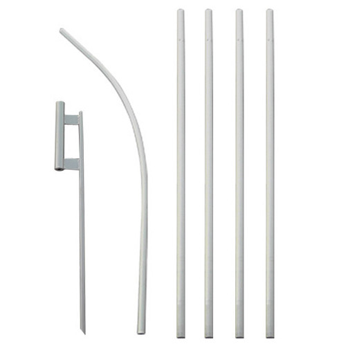 Feather Flutter Swooper Flag 16' POLE + SPIKE Ground Stake Mount KIT 4 PACK