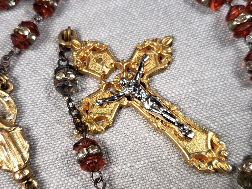 Beautiful Vintage Rosary 3 Decade Glass Beads Religious Christian C21