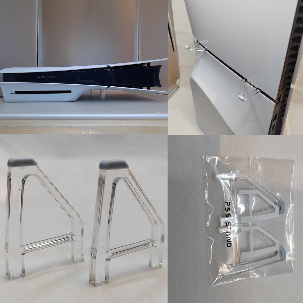 For PS5 Slim Game Console Horizontal Bracket Triangle Clear Holder Anti-slip EUK
