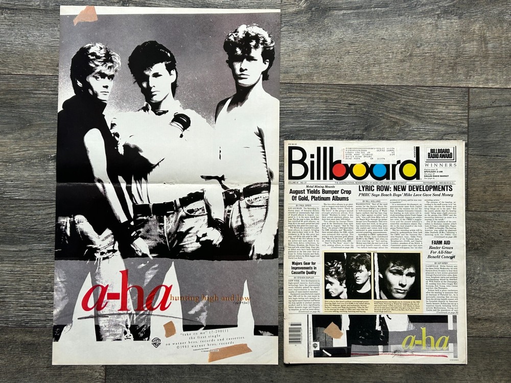 A-HA Poster Ad Advert Hunting High & Low Poster 1985 + Billboard Cover Ad Lot