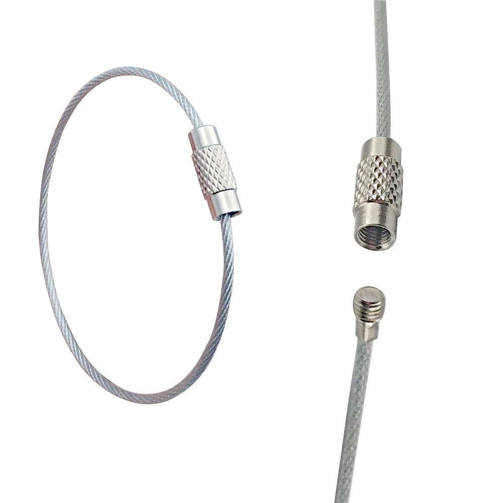 Packs of 6" 8" 10" 12" Black Vinyl Coated Stainless Steel Wire Cable/ Key Ring