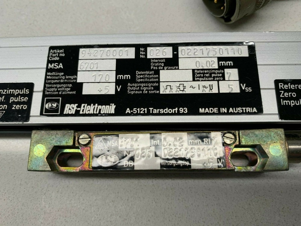 RSF Electronik MSA6701 Linear Encoder Scale ~7.5" 170mm Travel CNC RSF