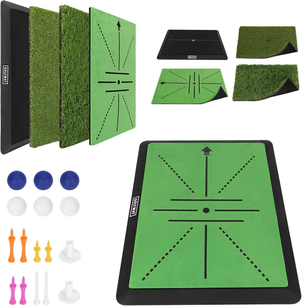 Golf Hitting Mat Training System, 3-in-1 Training Mats for Swing Path Feedbac...