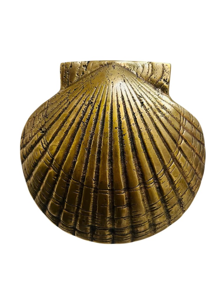 Solid Brass Shell Door Knocker: Nautical Antique Home Decor