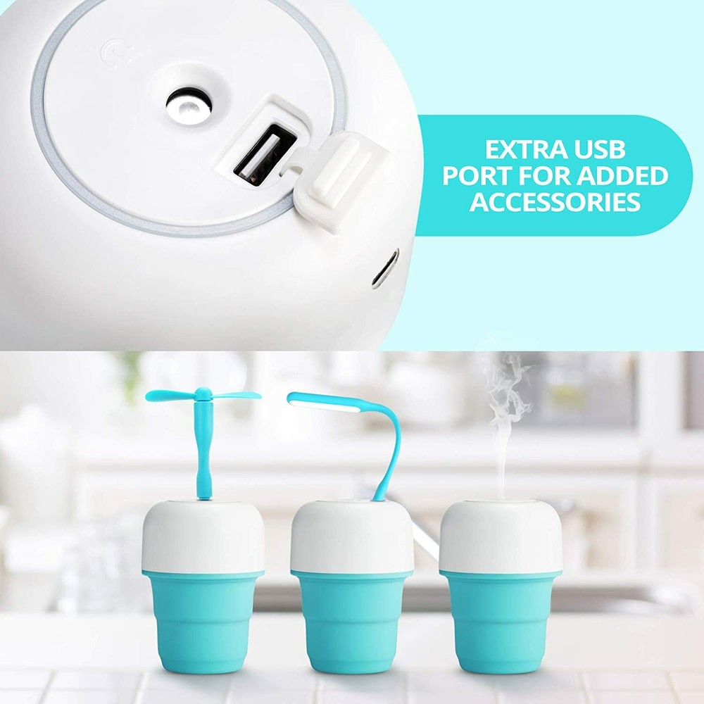 Mumba Mini Humidifier USB Powered Cool Mist Air Diffuser Collapsible Water Tank