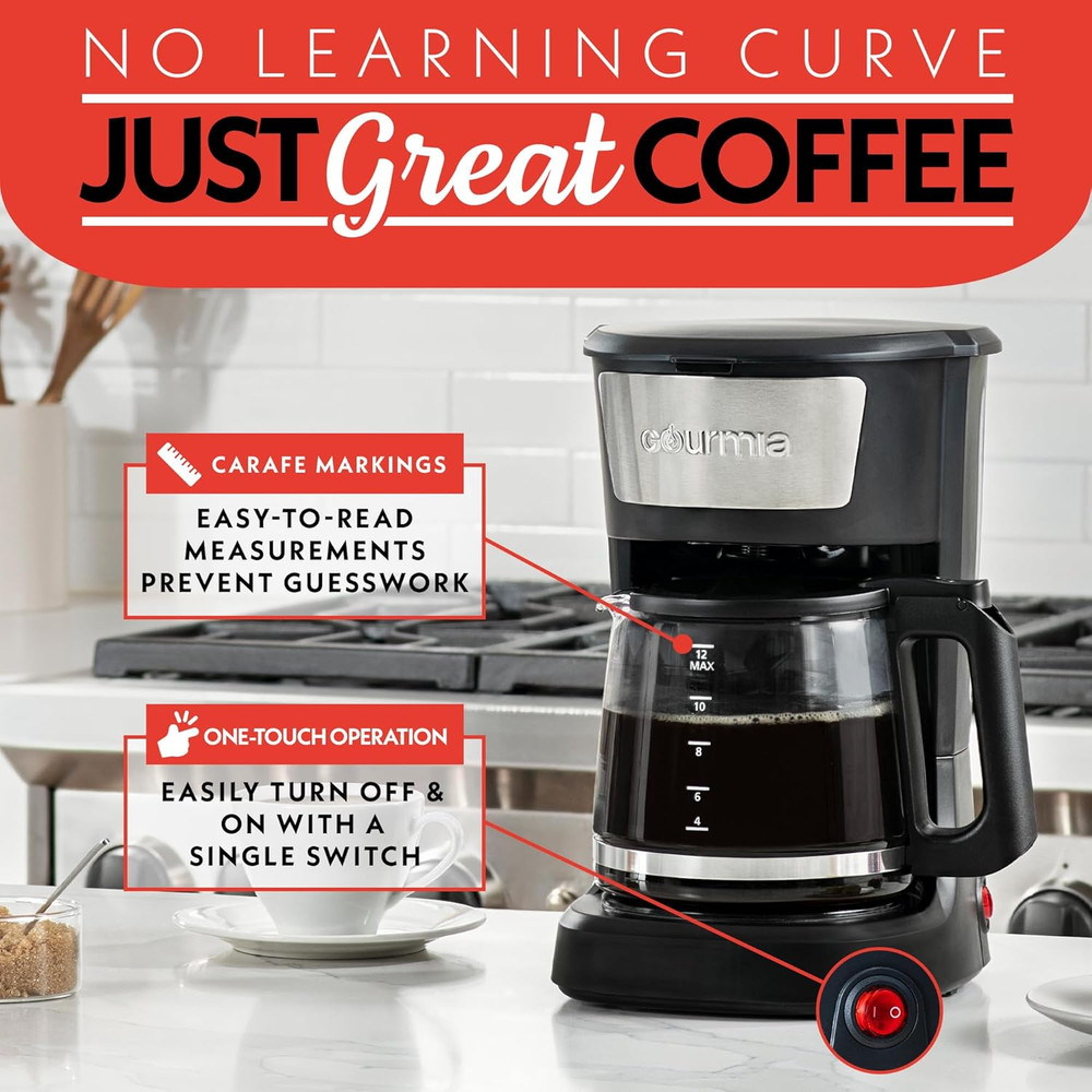 12 Cup Coffee Maker One-Touch Brew Pause & Serve Keep Warm Easy-Clean Design