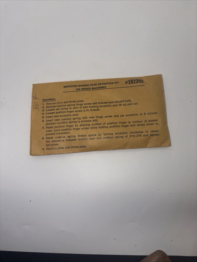 Improved Bobbin Case Retention Kit 750 Series Machines