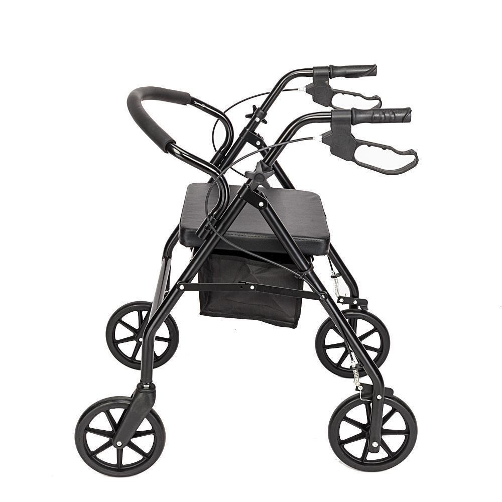 Adjustable Rollator Walker W/4 Wheels Soft Padded Seat Folding Rolling US