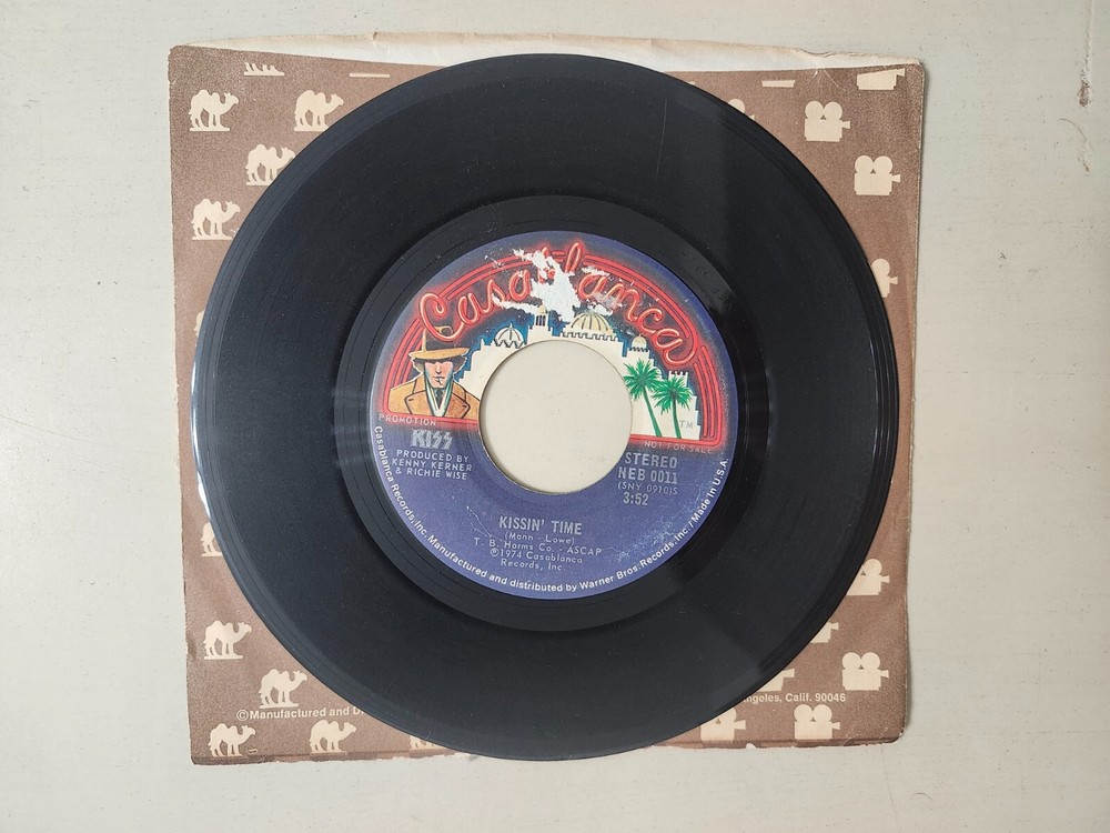 KISS SUPER RARE Vintage 1974 Kissin' Time Promo Copy 7" Vinyl 45 NEB 0011 COOL!