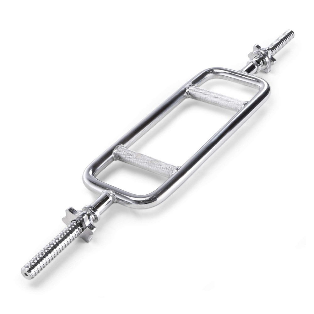 Threaded Solid Chrome Triceps Bar for Weightlifting and Bodybuilding IRBB-34T