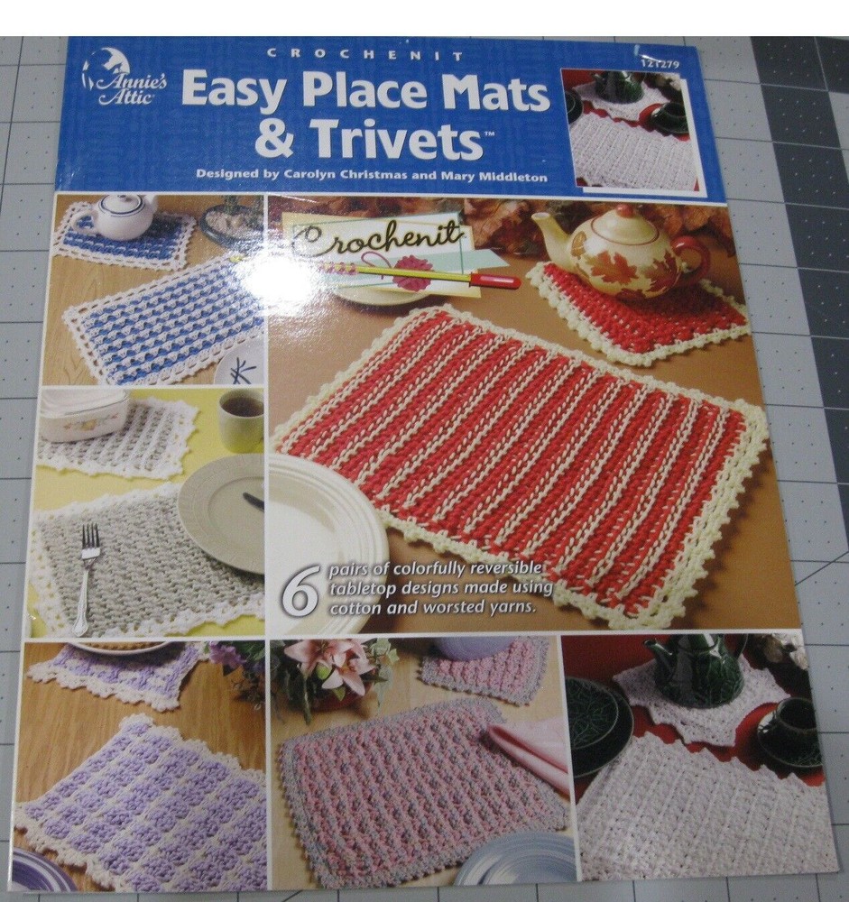 EASY PLACE MATS & TRIVETS CROCHETNIT LEAFLET