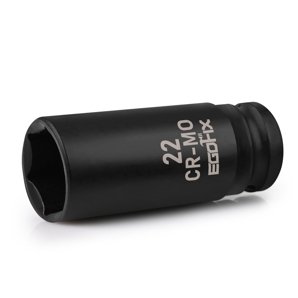EGOFIX 22mm Socket 1/2" Drive Deep Impact Metric Socket,CR-MO 22mm,