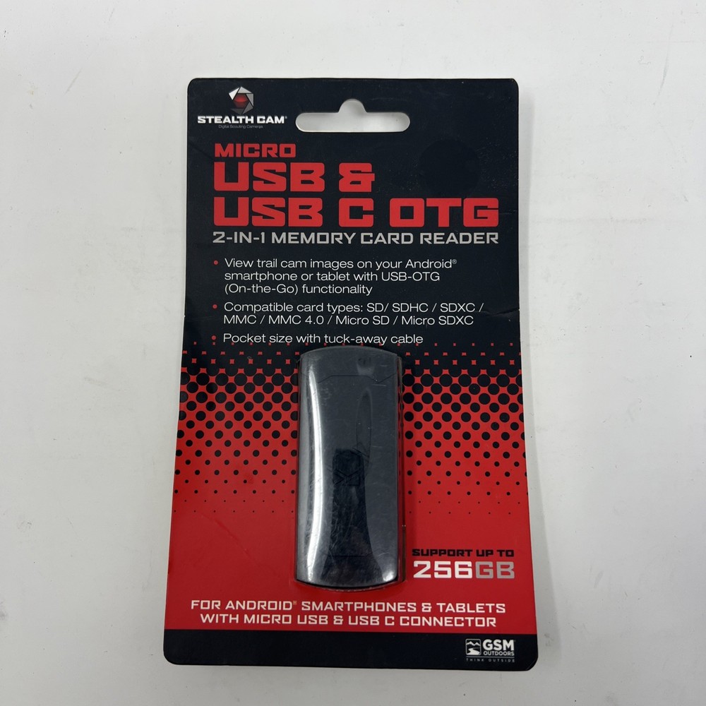 Stealth Cam STC-SDCRAND Memory Card Reader for Android Devices, Reads