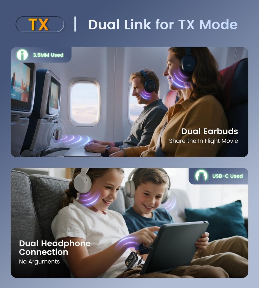 Unique Design Bluetooth 5.4 Transmitter Receiver with Qualcomm aptX Adaptive ...