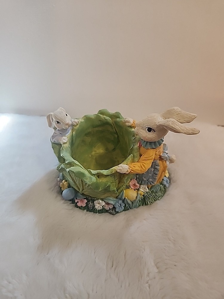 Bunny with Cabbage - Resin Easter Trinket Box With Original Box