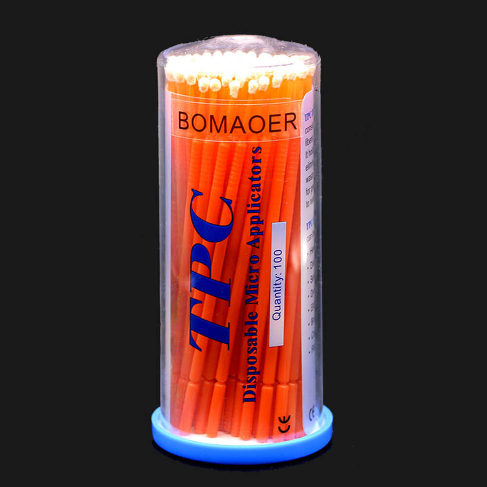 100pcs Disposable Micro Applicator Brushes - Bendable Orange Regular Tips