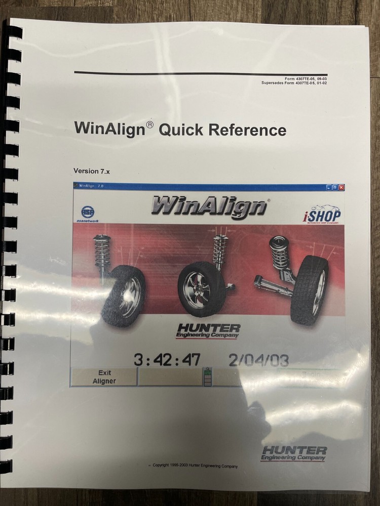 Hunter Engineering WinAlign Quick Reference Version 7.X Manual