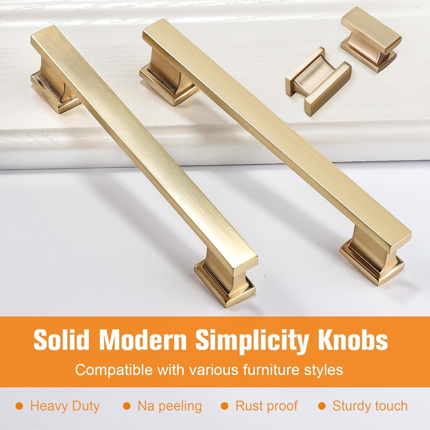 20 Pack Square Brushed Gold Cabinet Pulls, 5 Inch128mm Hole Centers Gold Cabi...